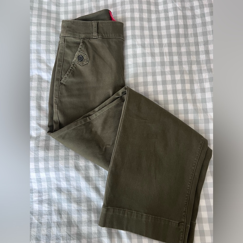 SPANX Stretch Twill Wide Leg Crop Pants in darkened olive